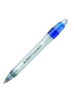Plastic Pen Orbit Clear Retractable Penswith ink colour Blue